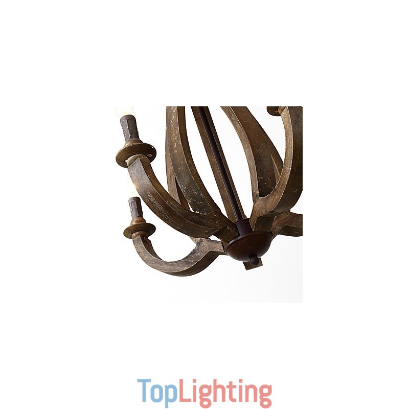 Vintage Painting Feature Mini Style Wood Bamboo Chandelier Lamp the Decorate Pendant Lamp