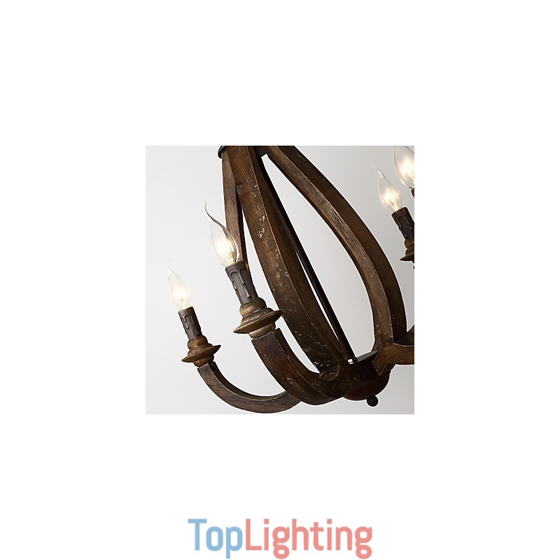 Vintage Painting Feature Mini Style Wood Bamboo Chandelier Lamp the Decorate Pendant Lamp