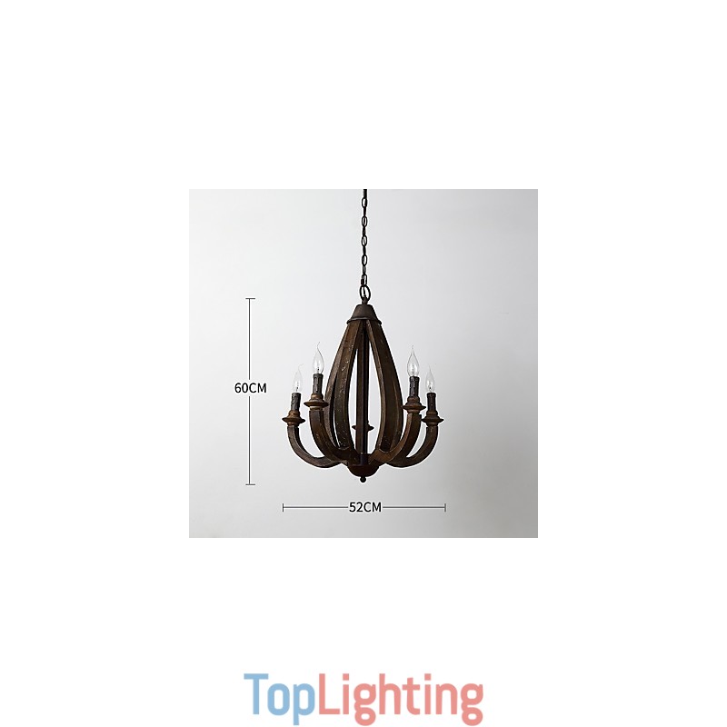 Vintage Painting Feature Mini Style Wood Bamboo Chandelier Lamp the Decorate Pendant Lamp
