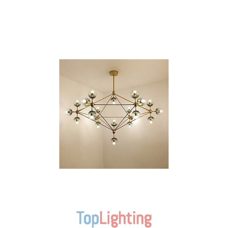 Twenty_one Light Post Modern Europe Style Modo Metal Glass Pendant Lamp the Foyer Decorate Industrial Chandelier Lamp