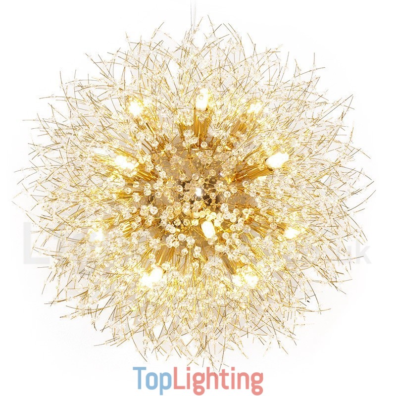 Firework Globe Dandelion Chrome Feature Crystal Metal Chandelier