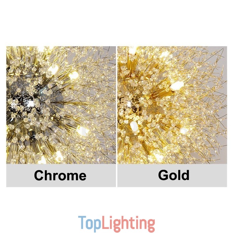 Firework Globe Dandelion Chrome Feature Crystal Metal Chandelier