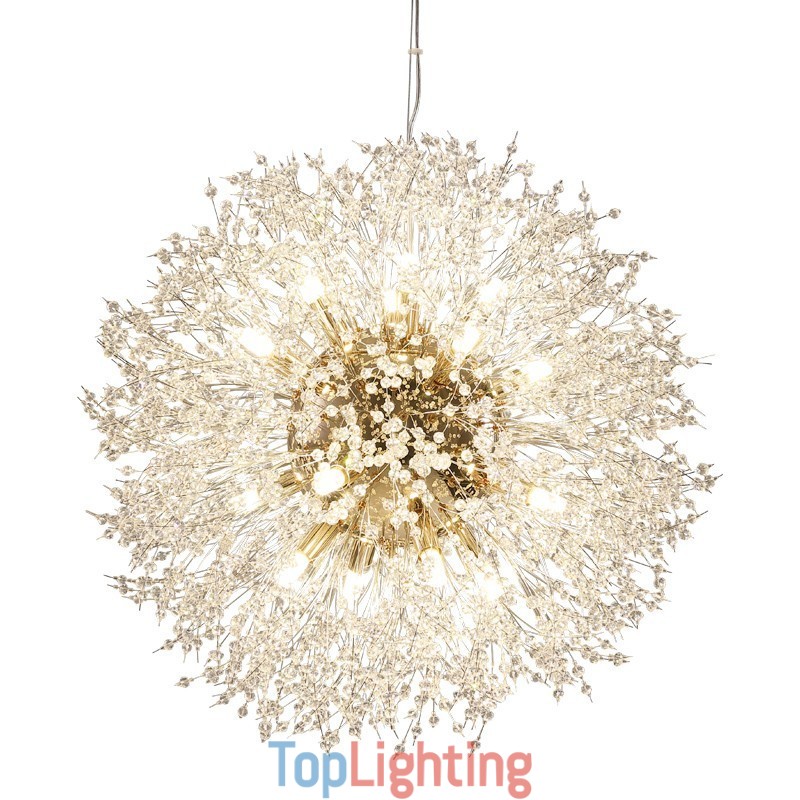 Firework Globe Dandelion Chrome Feature Crystal Metal Chandelier