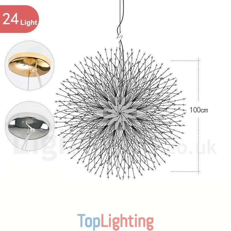 Firework Globe Dandelion Chrome Feature Crystal Metal Chandelier