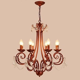 8 Lights Chandelier Modern Contemporary Traditional Lodge Vintage Retro Country Painting Feature for Crystal Metal