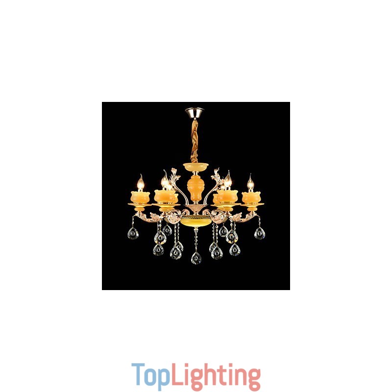 Traditional Classic Zinc Alloy Feature for Crystal Mini Style Metal 6 Bulbs Chandelier