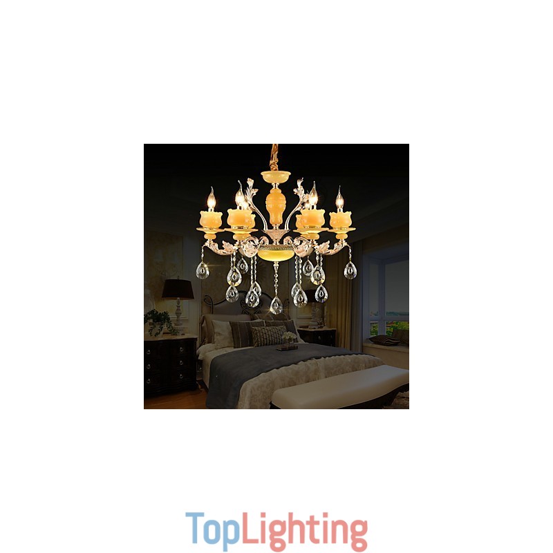Traditional Classic Zinc Alloy Feature for Crystal Mini Style Metal 6 Bulbs Chandelier