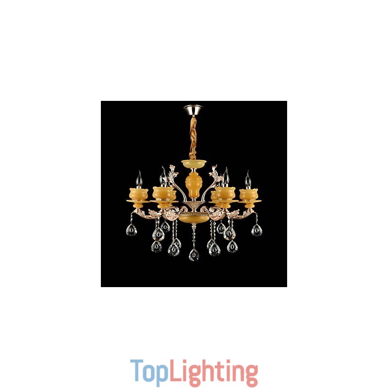 Traditional Classic Zinc Alloy Feature for Crystal Mini Style Metal 6 Bulbs Chandelier