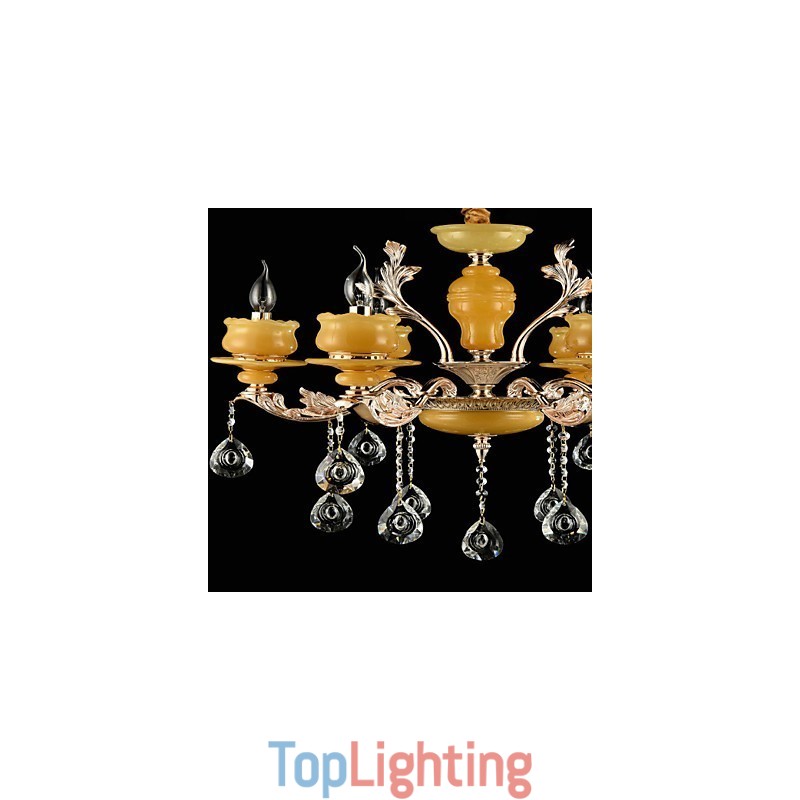 Traditional Classic Zinc Alloy Feature for Crystal Mini Style Metal 6 Bulbs Chandelier