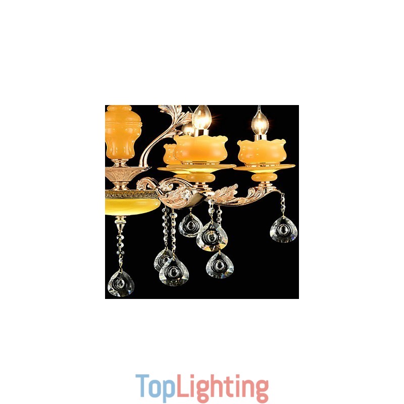Traditional Classic Zinc Alloy Feature for Crystal Mini Style Metal 6 Bulbs Chandelier