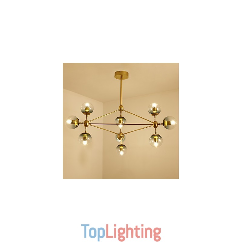 Ten Light Post Modern Europe Style Modo Metal Glass Pendant Lamp the Foyer Decorate Industrial Chandelier Lamp