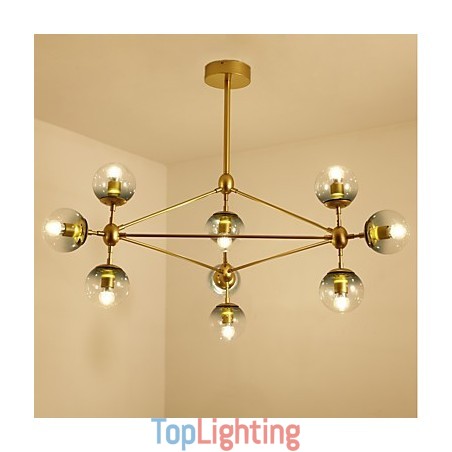 Ten Light Post Modern Europe Style Modo Metal Glass Pendant Lamp the Foyer Decorate Industrial Chandelier Lamp
