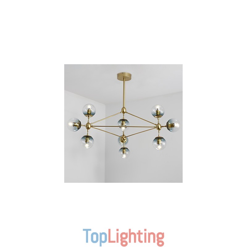 Ten Light Post Modern Europe Style Modo Metal Glass Pendant Lamp the Foyer Decorate Industrial Chandelier Lamp
