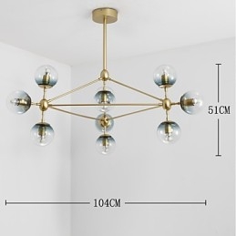 Ten Light Post Modern Europe Style Modo Metal Glass Pendant Lamp the Foyer Decorate Industrial Chandelier Lamp
