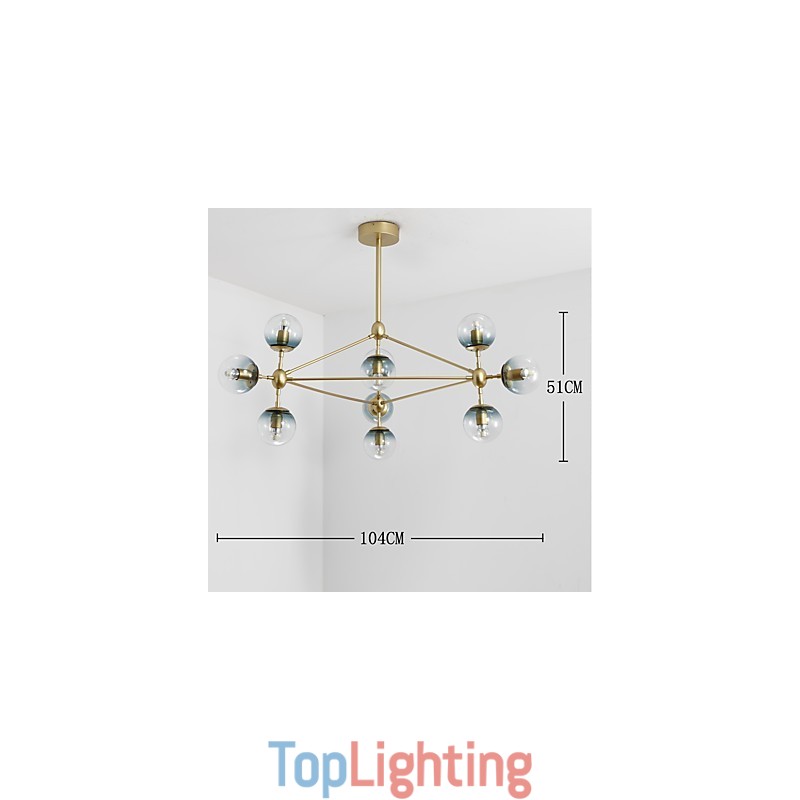 Ten Light Post Modern Europe Style Modo Metal Glass Pendant Lamp the Foyer Decorate Industrial Chandelier Lamp