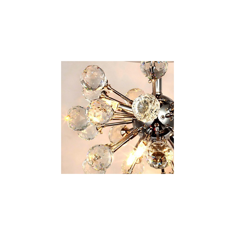 Modern Contemporary Crystal Mini Style Chrome Metal Chandelier Flush Mount