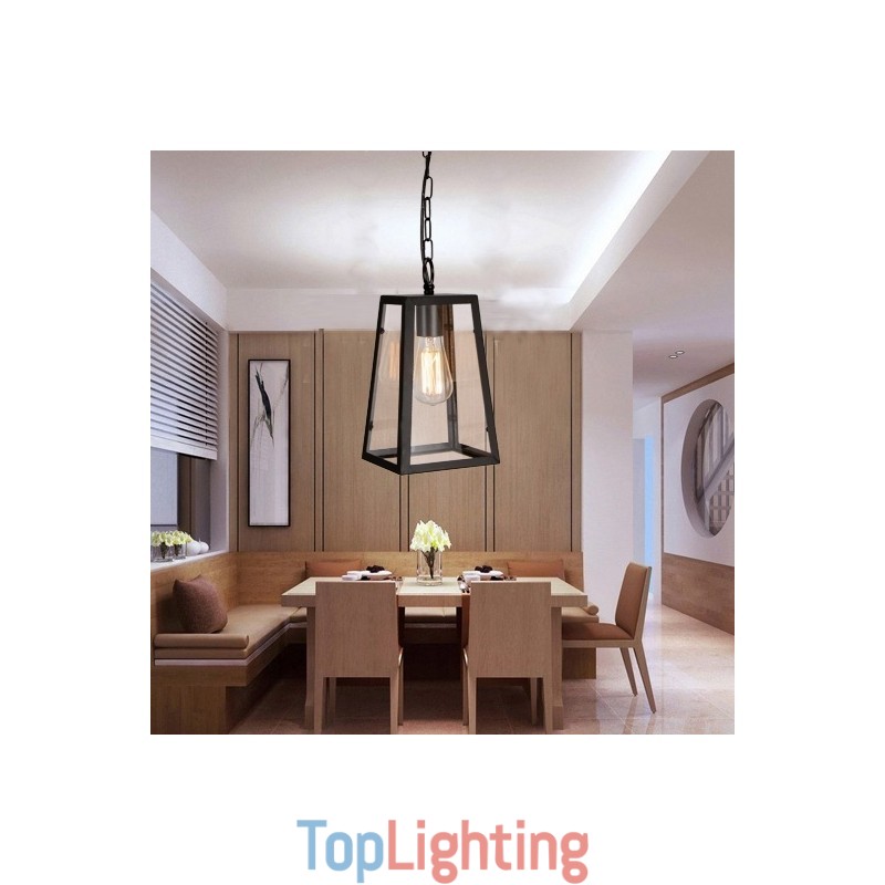 Vintage Metal Pendant Light with Glass Shade