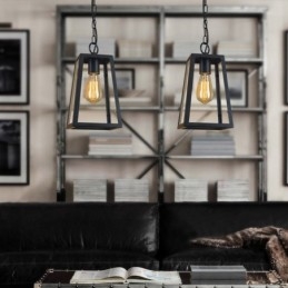 Vintage Metal Pendant Light with Glass Shade