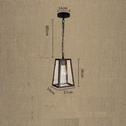 Vintage Metal Pendant Light with Glass Shade