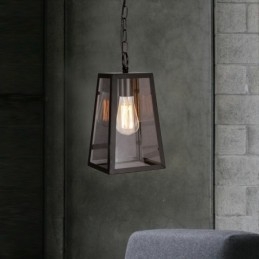 Vintage Metal Pendant Light with Glass Shade