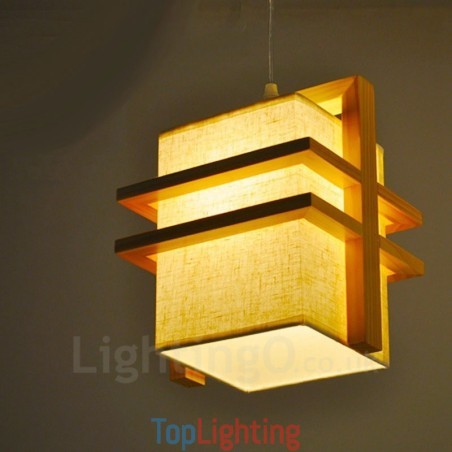 1 Light Wood Retro Vintage Pendant Light with Fabric Shade 1 Light Wood Retro Vintage Pendant Light with Fabric Shade