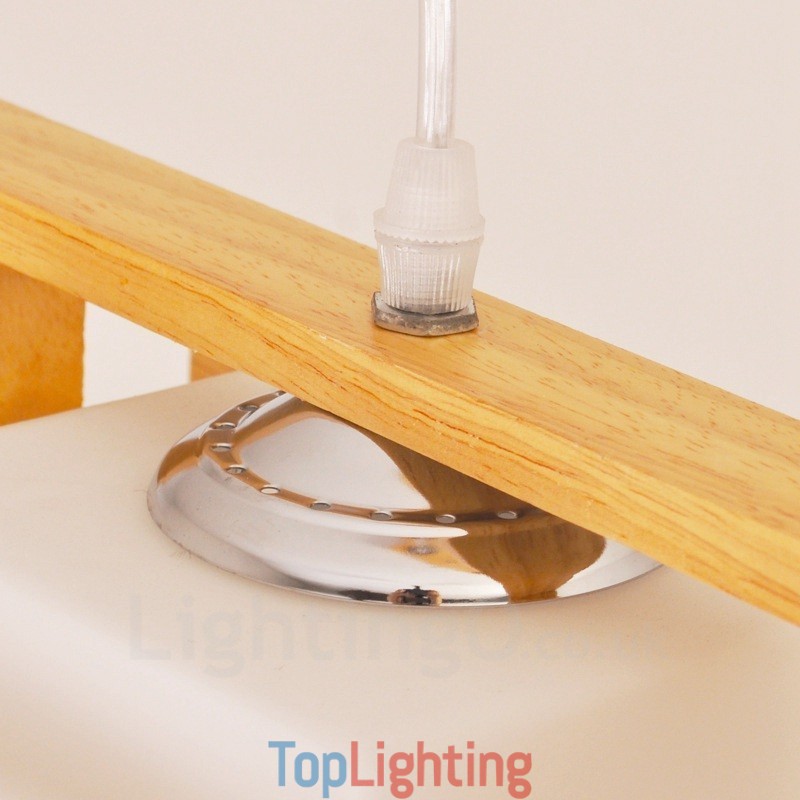 2 Light Wood Modern Contemporary Nordic style Pendant Light with Glass Shade