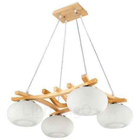 4 Light Wood Rustic Lodge Pendant Light with Glass Shade 4 Light Wood Rustic Lodge Pendant Light with Glass Shade