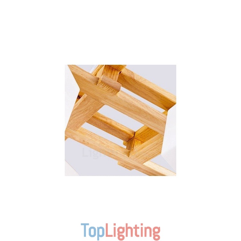 4 Light Wood Modern Contemporary Nordic style Pendant Light with Glass Shade