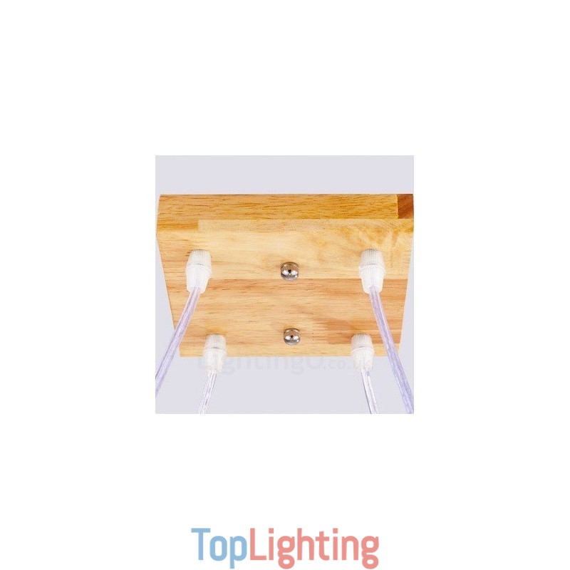 4 Light Wood Modern Contemporary Nordic style Pendant Light with Glass Shade