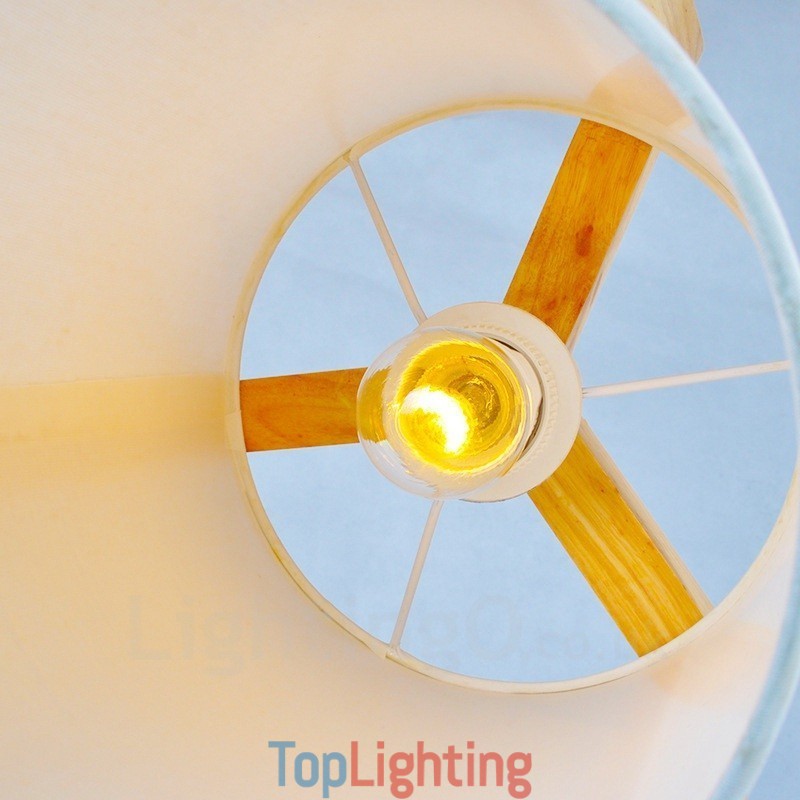1 Light Wood Modern Contemporary Nordic style Pendant Light with Fabric Shade