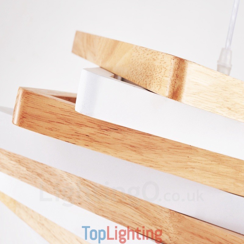 1 Light Wood Modern Contemporary Pendant Light with Wood Shade