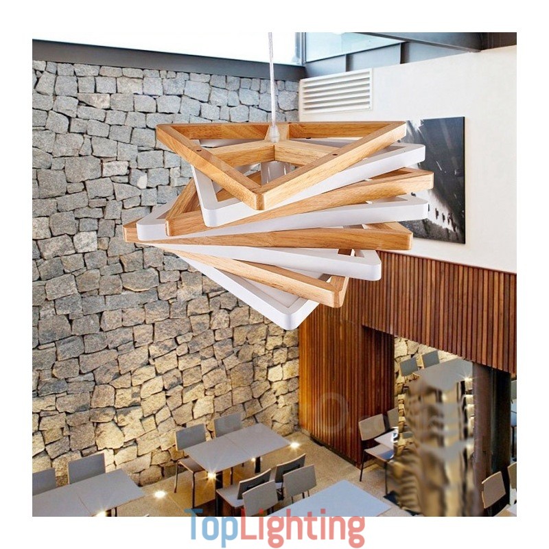 1 Light Wood Modern Contemporary Pendant Light with Wood Shade