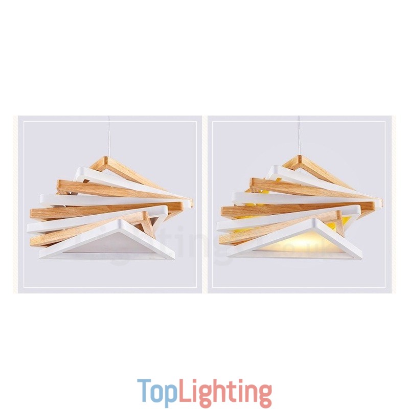 1 Light Wood Modern Contemporary Pendant Light with Wood Shade