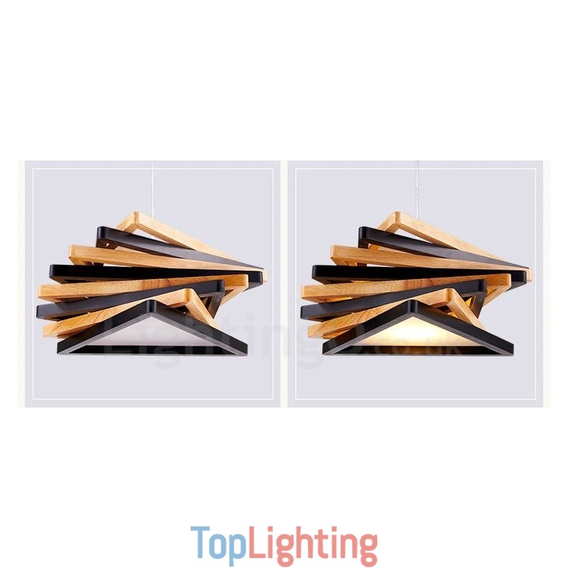 1 Light Wood Modern Contemporary Pendant Light with Wood Shade