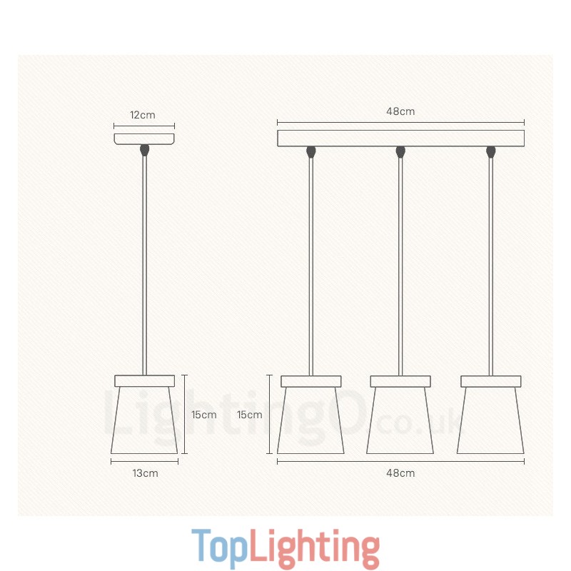 3 Light Wood Modern Contemporary Nordic style Pendant Light with Iron Shade