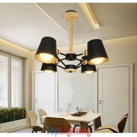 4 Light Wood Modern Contemporary Nordic style Pendant Light with Iron Shade 4 Light Wood Modern Contemporary Nordic style Pendant Light with Iron Shade