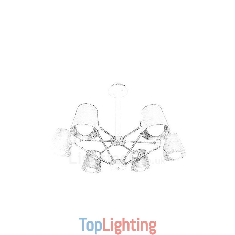 6 Light Wood Modern Contemporary Nordic style Pendant Light with Iron Shade