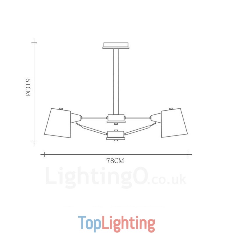 6 Light Wood Modern Contemporary Nordic style Pendant Light with Iron Shade
