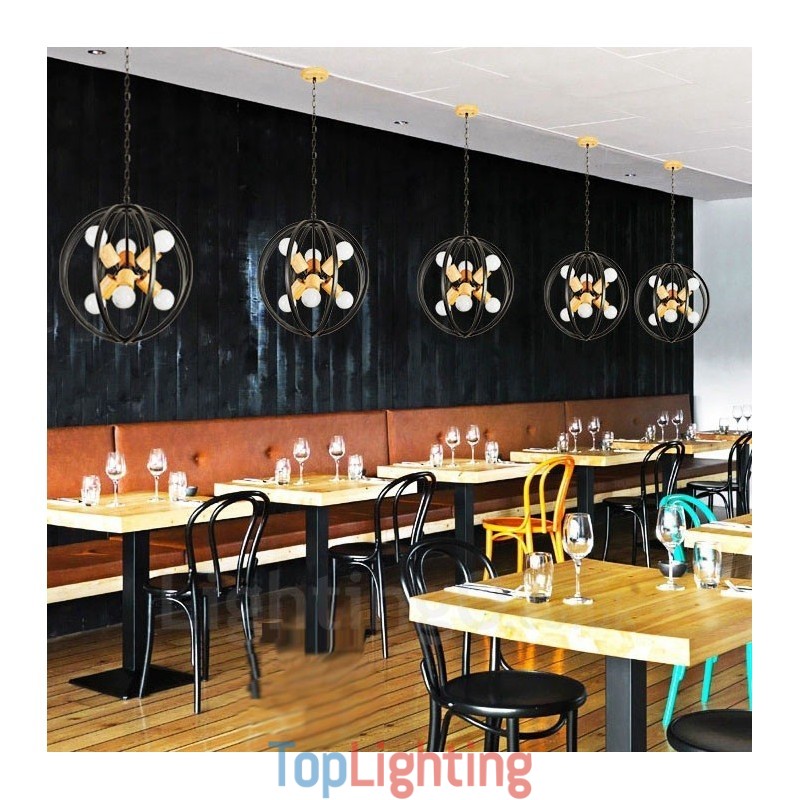 6 Light Iron Retro Vintage Pendant Light with Iron Shade