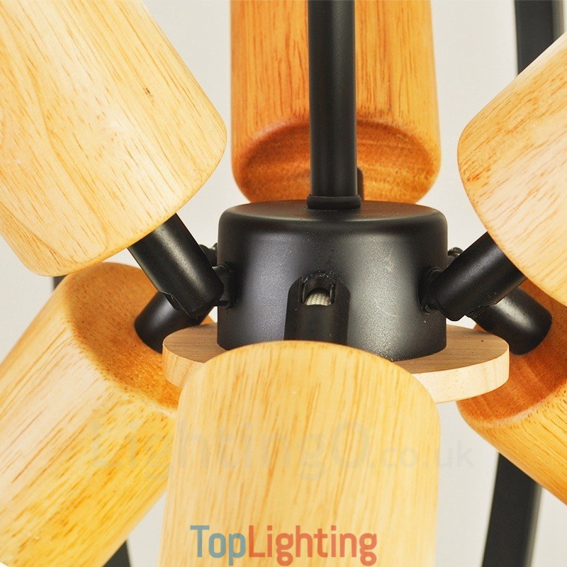 6 Light Iron Retro Vintage Pendant Light with Iron Shade
