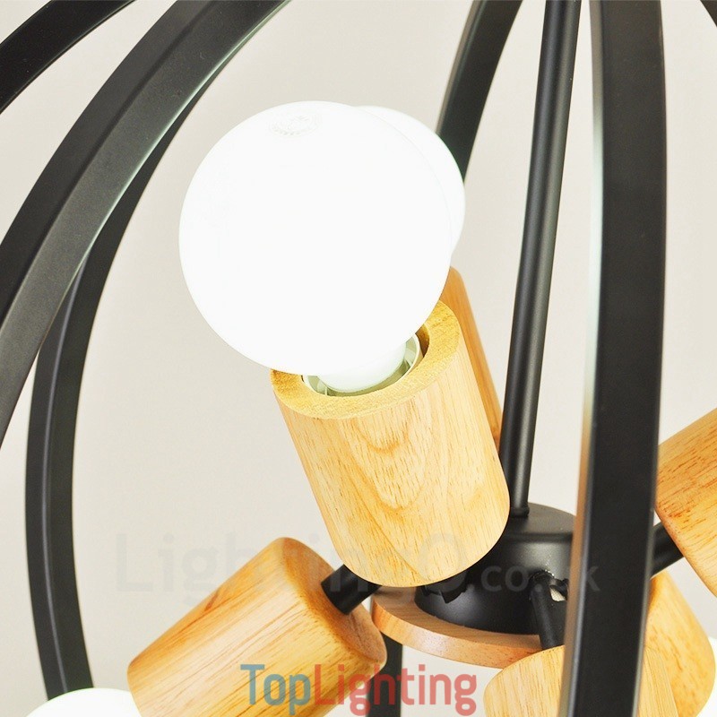 6 Light Iron Retro Vintage Pendant Light with Iron Shade