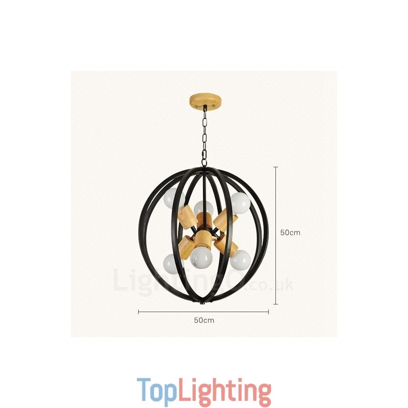 6 Light Iron Retro Vintage Pendant Light with Iron Shade