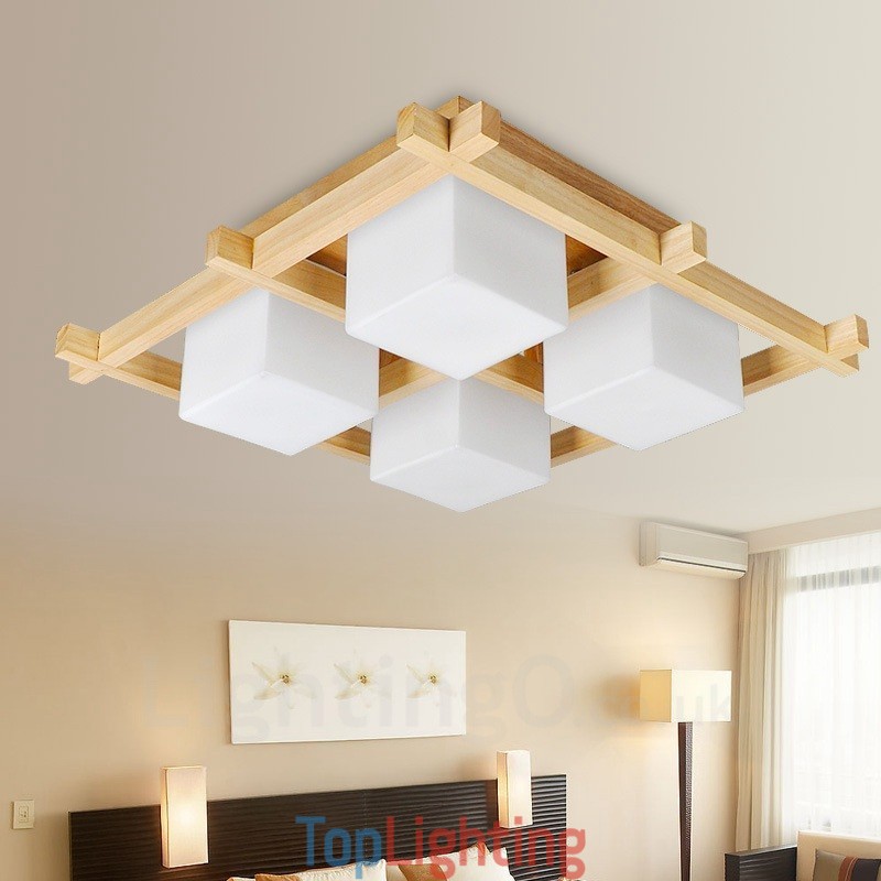 4 Light Modern Contemporary Nordic style Flush Mount Ceiling Lights with Glass Shade