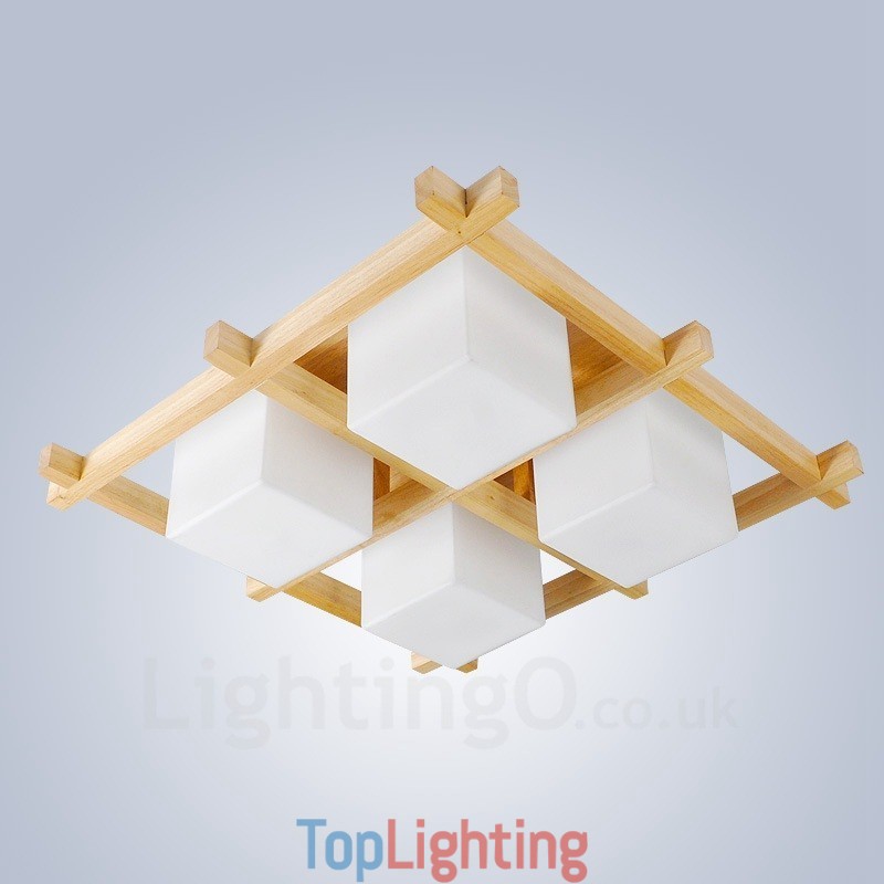 4 Light Modern Contemporary Nordic style Flush Mount Ceiling Lights with Glass Shade