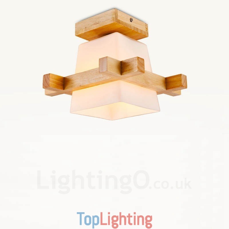 1 Light Modern Contemporary Nordic style Flush Mount Ceiling Lights with Glass Shade