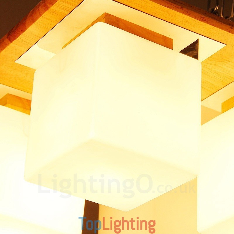 4 Light Modern Contemporary Flush Mount Ceiling Lights with Glass Shade