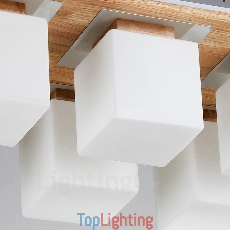 6 Light Modern Contemporary Flush Mount Ceiling Lights with Glass Shade