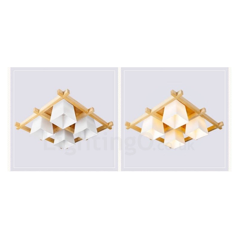 4 Light Modern Contemporary Flush Mount Ceiling Lights with Glass Shade