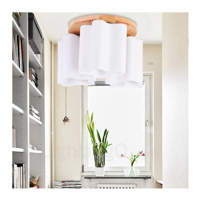 3 Light Modern Contemporary Flush Mount Ceiling Lights with Glass Shade