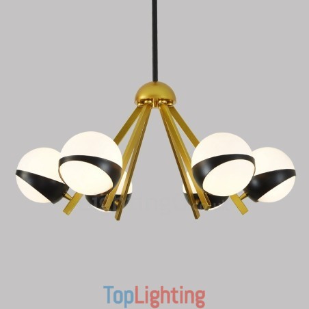6 Light Modern Contemporary Nordic style Ceiling Lights Chandelier with Black and White Ball Glass Shade 6 Light Modern Contemporary Nordic style Ceiling Lights Chandelier with Black and White Ball Glass Shade